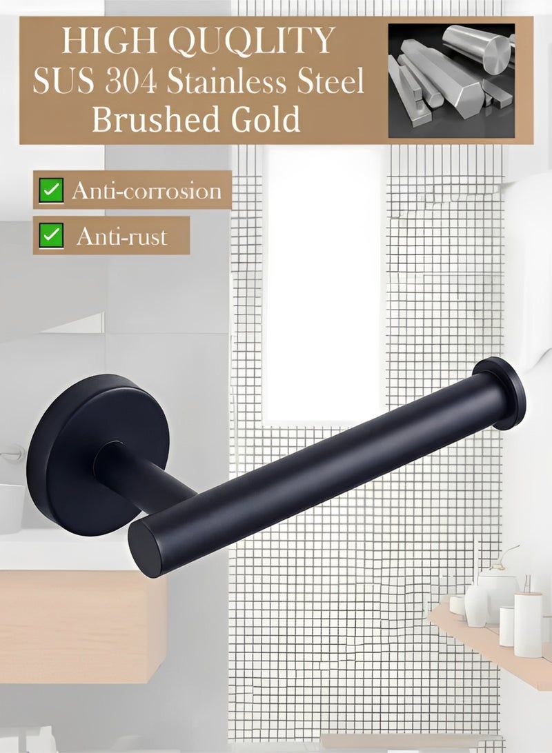 بيلانو رف مناديل مطبخ بدون تخريم، علاقة ورق تواليت ستانلس ستيل، حامل رول جداري للمطبخ والحمام أسود 2 قطعة - Image 3